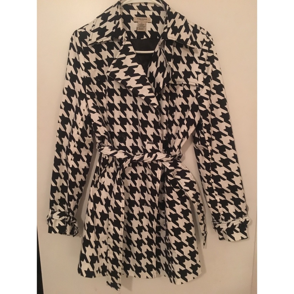 Vertigo Paris trench coat jacket houndstooth